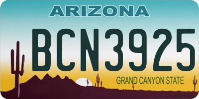 AZ license plate BCN3925