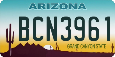 AZ license plate BCN3961