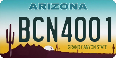 AZ license plate BCN4001