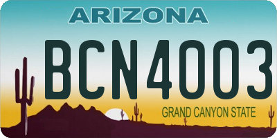 AZ license plate BCN4003