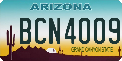 AZ license plate BCN4009