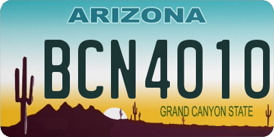 AZ license plate BCN4010