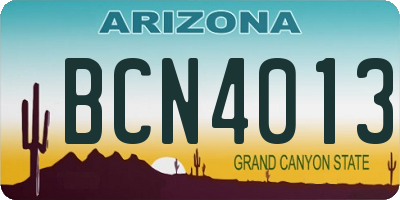 AZ license plate BCN4013