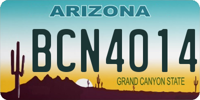 AZ license plate BCN4014