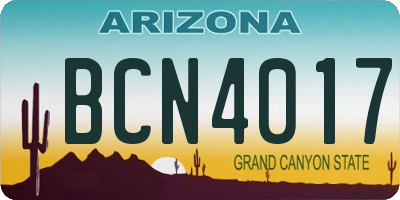 AZ license plate BCN4017