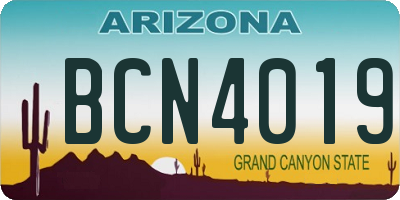 AZ license plate BCN4019