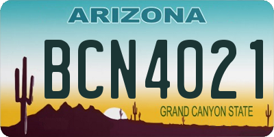 AZ license plate BCN4021