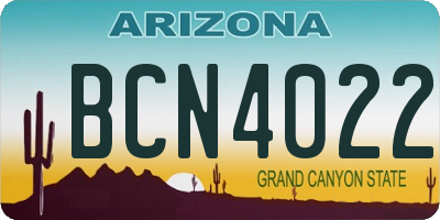 AZ license plate BCN4022