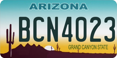 AZ license plate BCN4023