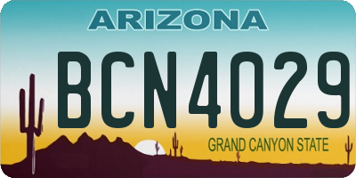 AZ license plate BCN4029