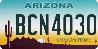 AZ license plate BCN4030