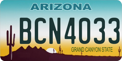 AZ license plate BCN4033