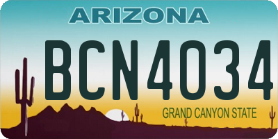 AZ license plate BCN4034