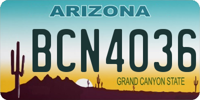 AZ license plate BCN4036