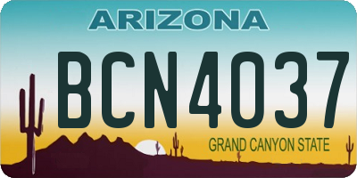 AZ license plate BCN4037