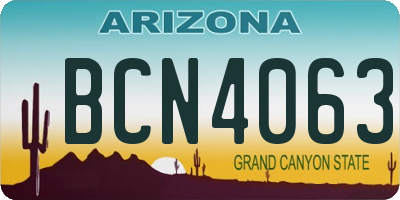 AZ license plate BCN4063