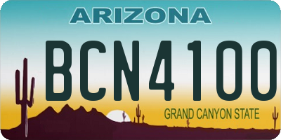 AZ license plate BCN4100