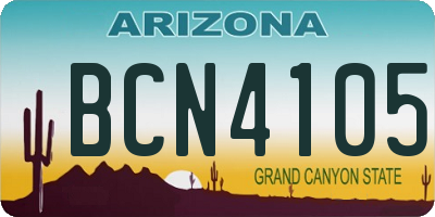 AZ license plate BCN4105