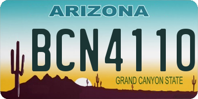 AZ license plate BCN4110