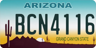 AZ license plate BCN4116