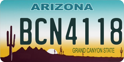 AZ license plate BCN4118