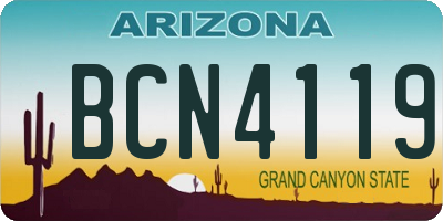 AZ license plate BCN4119