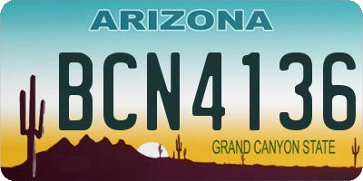 AZ license plate BCN4136