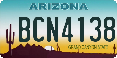 AZ license plate BCN4138