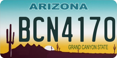 AZ license plate BCN4170