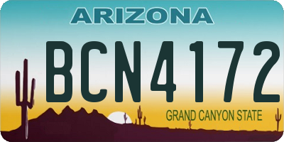 AZ license plate BCN4172