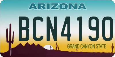 AZ license plate BCN4190