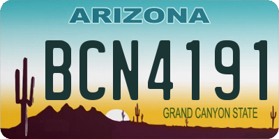 AZ license plate BCN4191