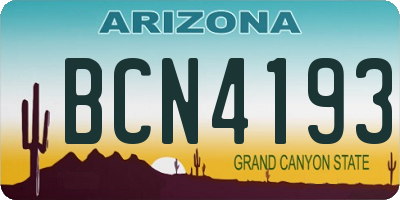 AZ license plate BCN4193