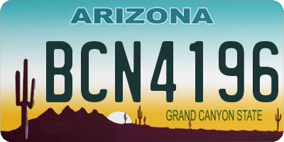 AZ license plate BCN4196