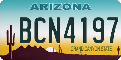 AZ license plate BCN4197