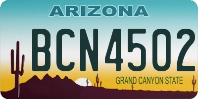 AZ license plate BCN4502