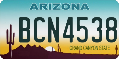 AZ license plate BCN4538