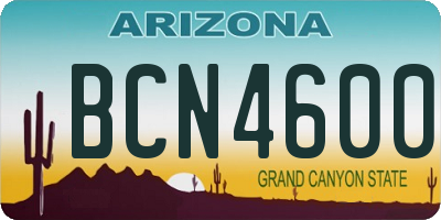 AZ license plate BCN4600