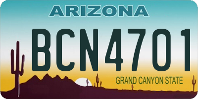 AZ license plate BCN4701