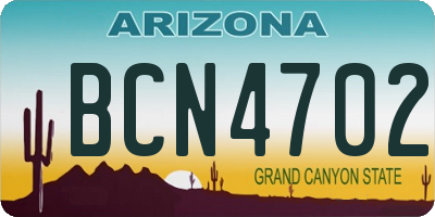 AZ license plate BCN4702