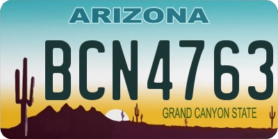 AZ license plate BCN4763