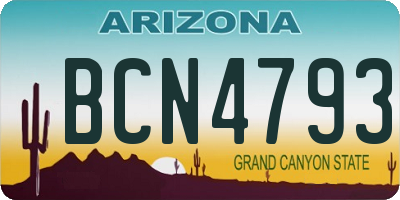 AZ license plate BCN4793