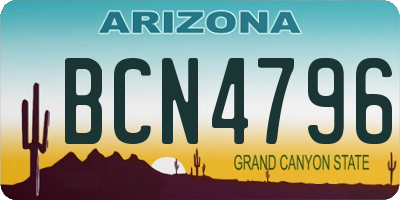 AZ license plate BCN4796