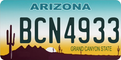 AZ license plate BCN4933