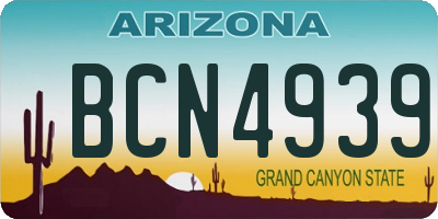 AZ license plate BCN4939