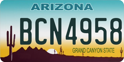 AZ license plate BCN4958