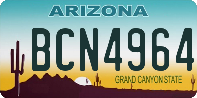 AZ license plate BCN4964