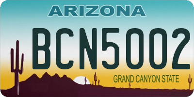 AZ license plate BCN5002