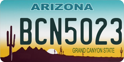 AZ license plate BCN5023