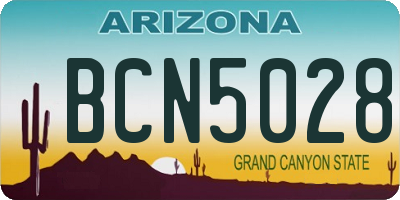 AZ license plate BCN5028